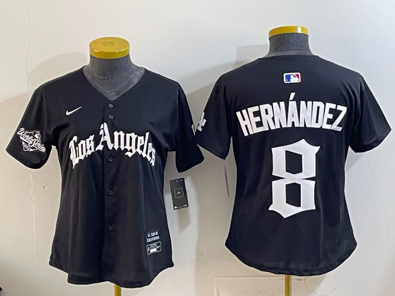 Women Los Angeles Dodgers #8 Hernandez Black 5th Jointly Name 2026 Nike MLB Jersey style 06->women mlb jersey->Women Jersey